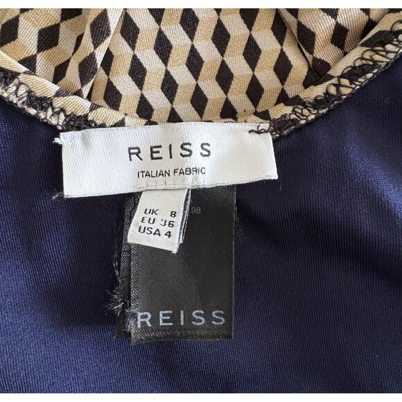 Reiss Women's Plunge V-Neck Print One Piece Halter Swimsuit Blue US Size 4 - Picture 11 of 16